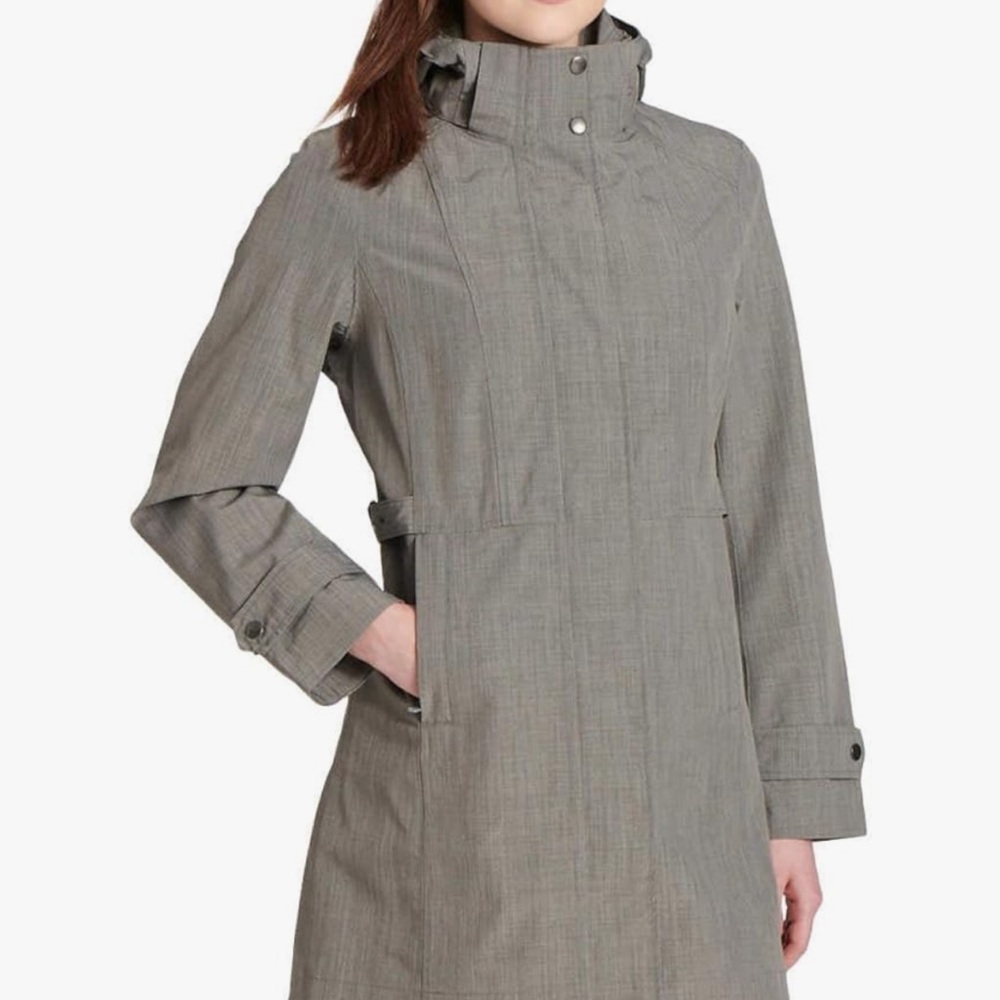 Kirkland Signature Gray Trench Coat Jacket XL Belted Lightweight Missing Hood